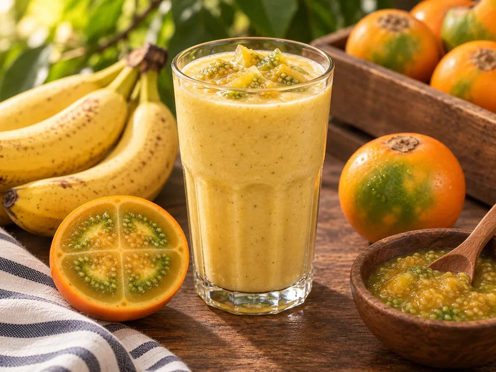 Batido cremoso de lulo y banano.