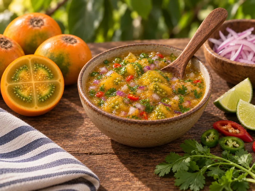 Salsa picante de lulo con ají.